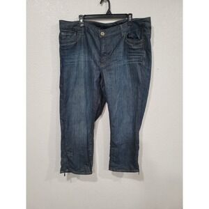 Calvin Klein Jeans Plus Size Cropped Denim Blue Capris Ankle Zippers size 20 #12